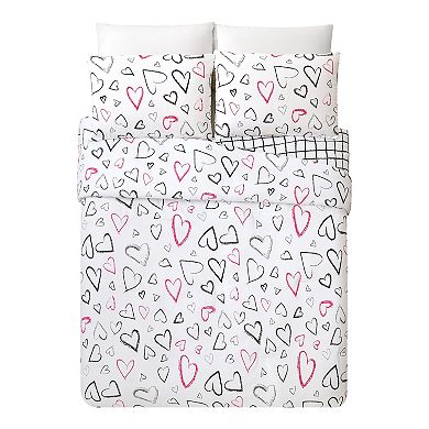 Girls' Urban Playground Roxy Hearts Comforter Set with Shams
