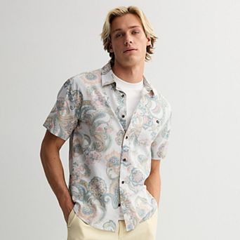 Men's Billabong Gray Short Sleeve Button-Down Shirt