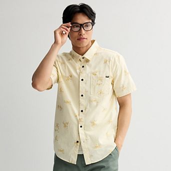 Men's Billabong Khaki Short Sleeve Button-Down Shirt