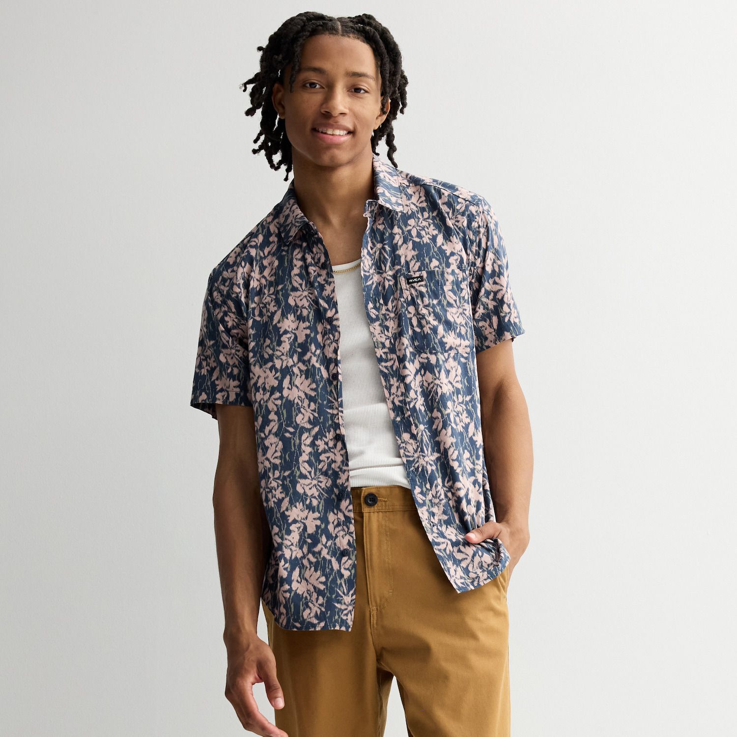 Camicia Uomo RVCA Oxford A Maniche Corte - Botttoni E Colletto Button Down