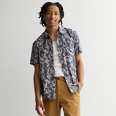 RVCA Mens Anytime Short Sleeve Shirt, Pale Mauve (Yellow), Size S
