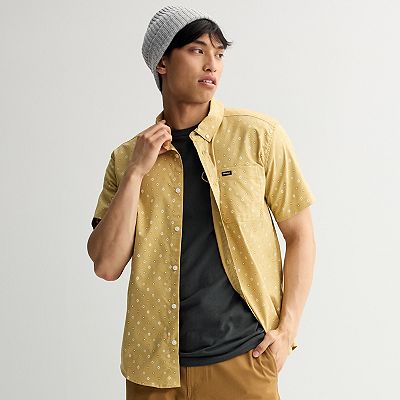 rvca dress shirts DAILY SHORT SLEEVE SHIRT back weekends and office wear RVCA Men's Slim Fit Long