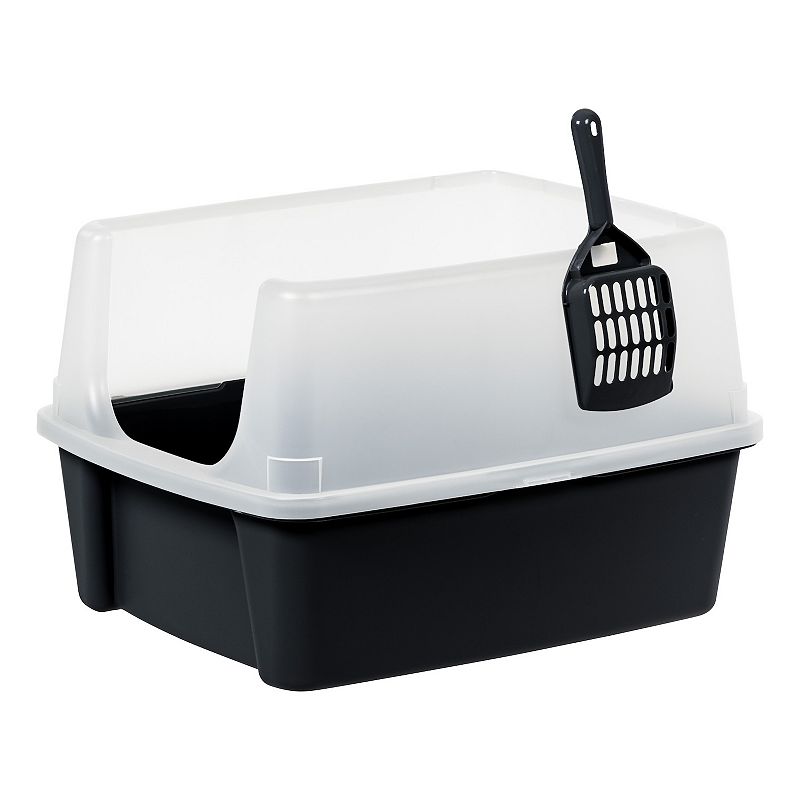 Inspired Essentials  High Sided Open Top Cat Litter Box with Scoop  Navy