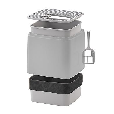 Iris Top Entry Cat Litter Box with Scoop