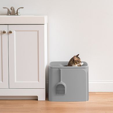 Iris Top Entry Cat Litter Box with Scoop