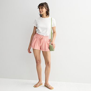 Juniors' Project Indigo Mid Rise Linen Shorts