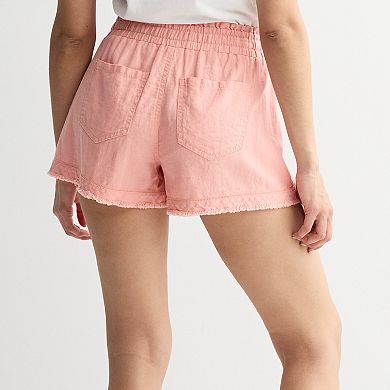 Juniors' Project Indigo Mid Rise Linen Shorts