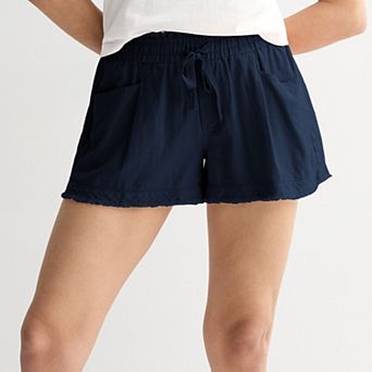 Juniors' Project Indigo Mid Rise Linen Shorts