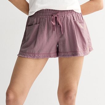 Juniors' Project Indigo Mid Rise Linen Shorts