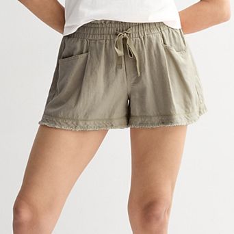 Juniors' Project Indigo Mid Rise Linen Shorts
