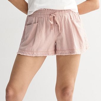 Juniors' Project Indigo Mid Rise Linen Shorts