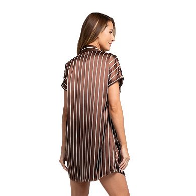 Women's Lilac+London Satin Short Sleeve Pajama Sleepshirt
