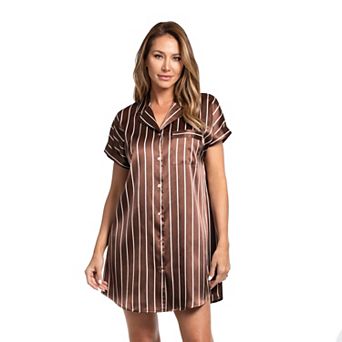 Women's Lilac+London Satin Short Sleeve Pajama Sleepshirt