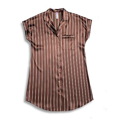 Plus Size Lilac+London Short Sleeve Button Up Pajama Sleepshirt