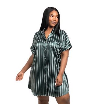 Plus Size Lilac+London Short Sleeve Button Up Pajama Sleepshirt