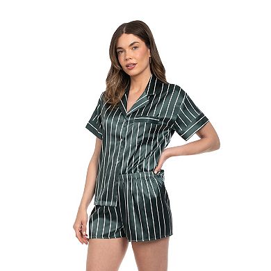 Women's Lilac+London Satin 2-pc. Pajama Top & Pajama Shorts Set