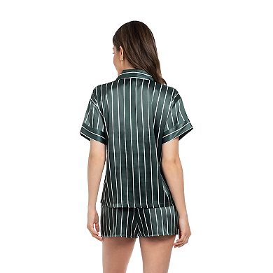 Women's Lilac+London Satin 2-pc. Pajama Top & Pajama Shorts Set