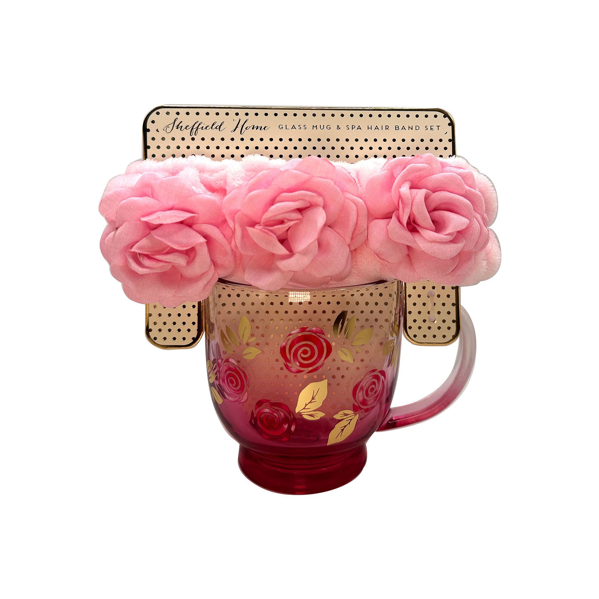 Sheffield Home Rosette Mug with Headband, Pink