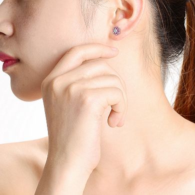 Stylish Halo Cubic Zirconia Stud Earrings