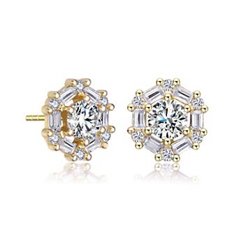 Stylish Halo Cubic Zirconia Stud Earrings