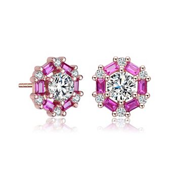 Stylish Halo Cubic Zirconia Stud Earrings