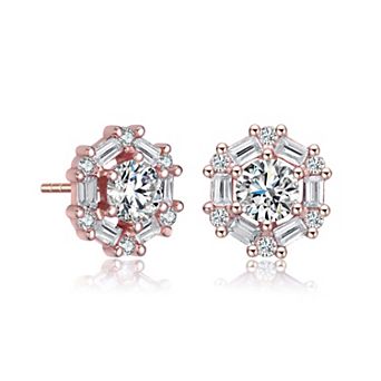 Stylish Halo Cubic Zirconia Stud Earrings