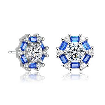 Stylish Halo Cubic Zirconia Stud Earrings