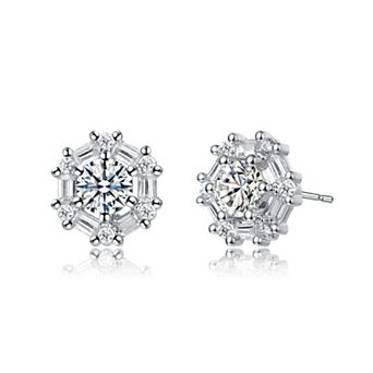 Stylish Halo Cubic Zirconia Stud Earrings