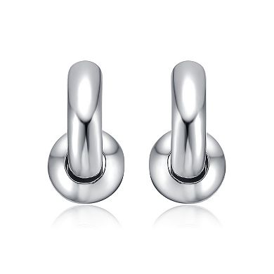 Simulated Pearl & Clasp Huggie Hoop Earrings