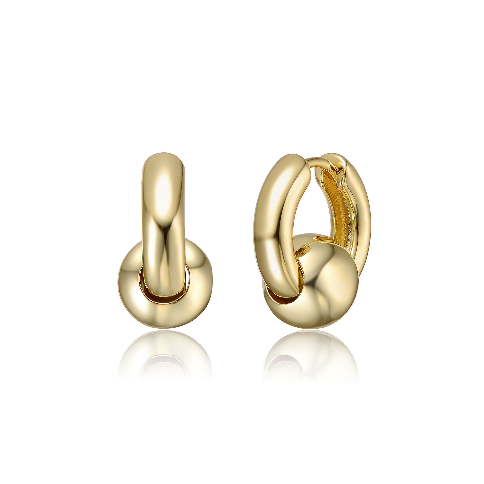 Simulated Pearl & Clasp Huggie Hoop Earrings, Womens, Gold Tone