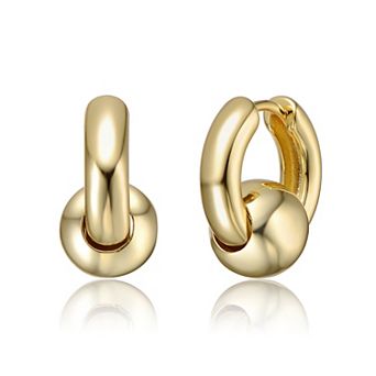 Simulated Pearl & Clasp Huggie Hoop Earrings