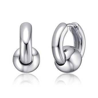 Simulated Pearl & Clasp Huggie Hoop Earrings