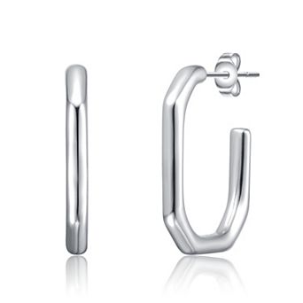 3/4 Hexagonal Hoop Earrings