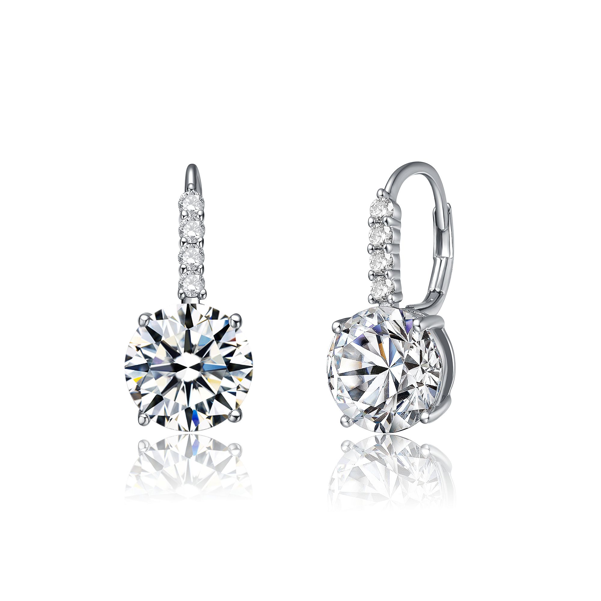 Elegant Basket-Set Cubic Zirconia Drop Earrings, Womens, Silver Tone White