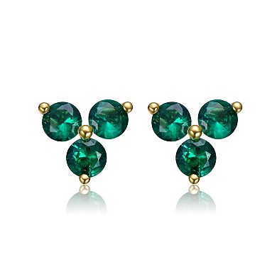 14k Gold Plated Color Cubic Zirconia Stud Earrings