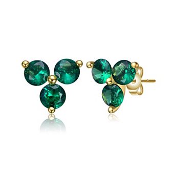 14k Gold Plated Color Cubic Zirconia Stud Earrings