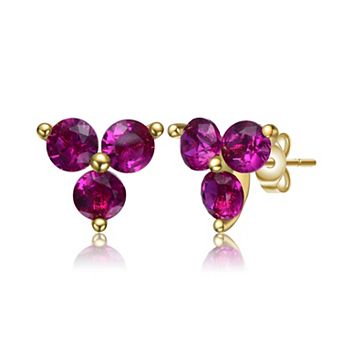 14k Gold Plated Color Cubic Zirconia Stud Earrings