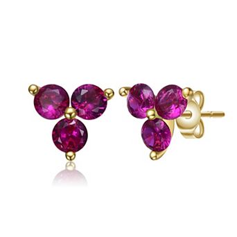 Kids' 14k Gold Plated Color Cubic Zirconia Stud Earrings
