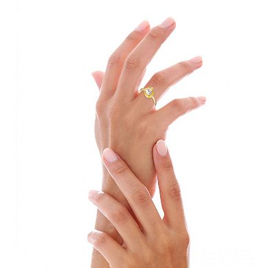 14k Gold Plated Pear Cubic Zirconia Yellow Enamel Promise Ring