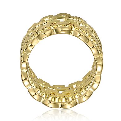 14k Gold Plated Round Cubic Zirconia Geometric Stacking Ring