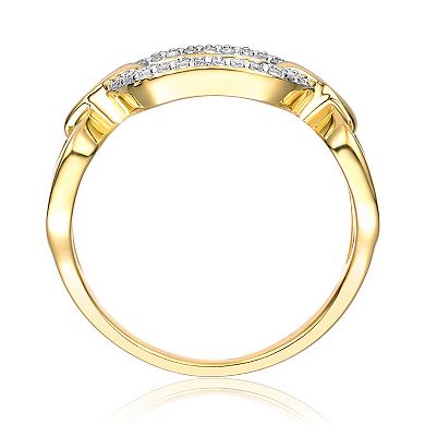 14k Gold Plated Cubic Zirconia Pave Triple Chain Link Ring