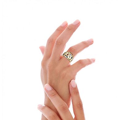 14k Gold Plated Rainbow Cubic Zirconia Dome Ring