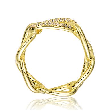 Gold Tone Round Cubic Zirconia Geometrical Ring