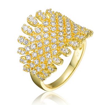 Gold Tone Cubic Zirconia Cluster Ring