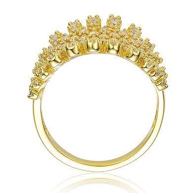 Gold Tone Cubic Zirconia Cluster Ring