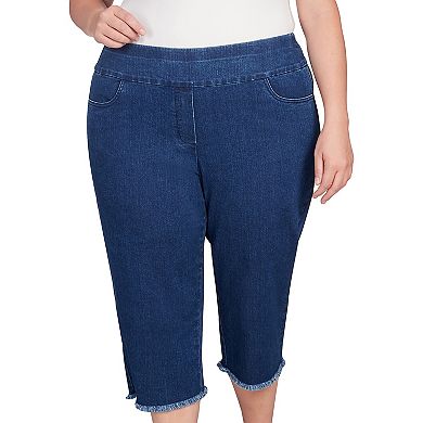 Plus Size Alfred Dunner Denim Fringe Hem Capri Pant