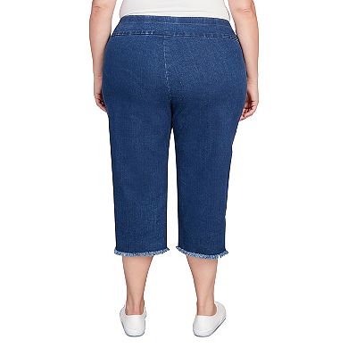 Plus Size Alfred Dunner Denim Fringe Hem Capri Pant