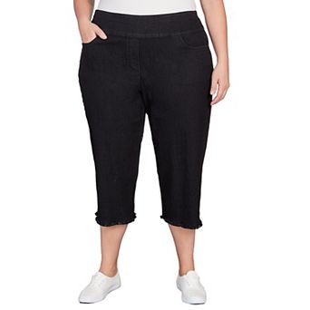 Plus Size Alfred Dunner Denim Fringe Hem Capri Pant