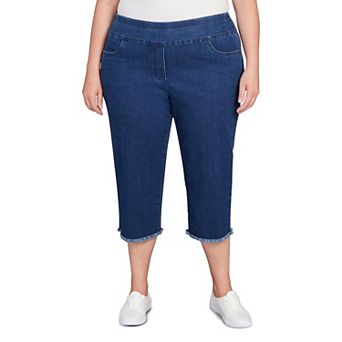 Plus Size Alfred Dunner Denim Fringe Hem Capri Pant