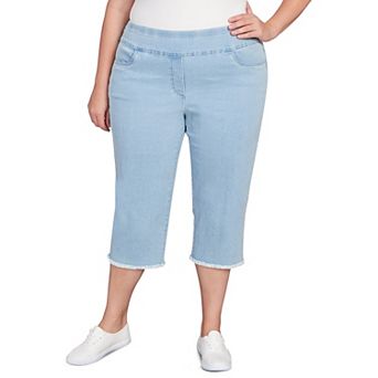 Plus Size Alfred Dunner Denim Fringe Hem Capri Pant